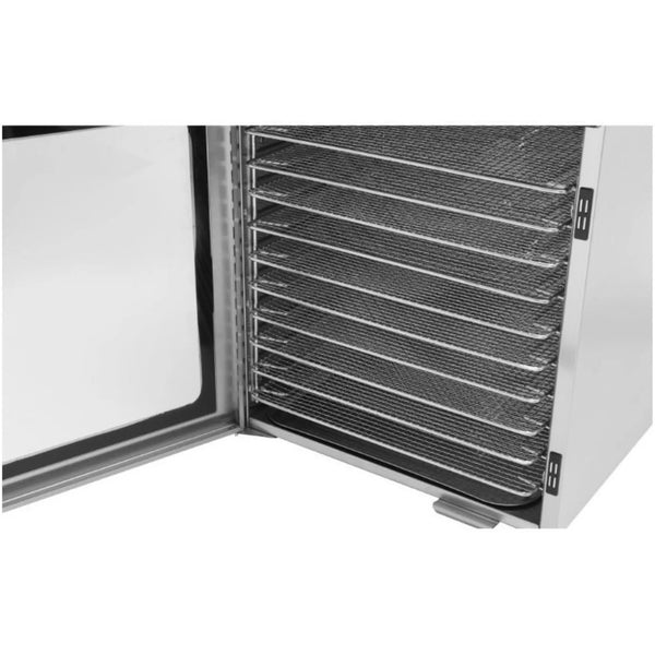 Dörrgerät aus Edelstahl mit 10 Einschüben – 800 W, 30 bis 90°C