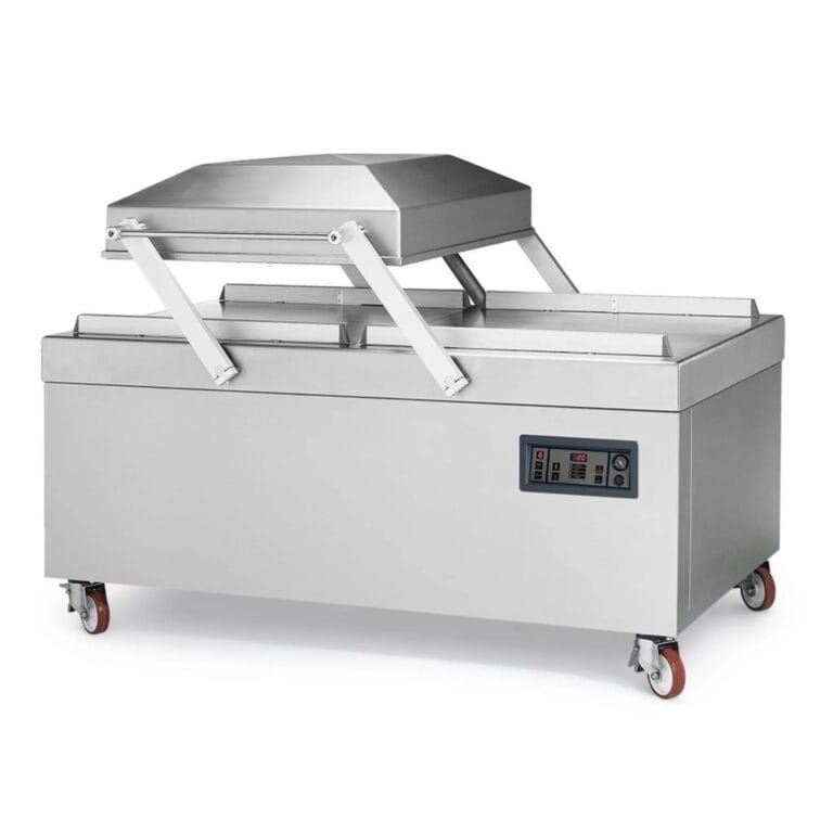 Industriekammer-Vakuumverpackungsmaschine mit Doppelkammer (2 Schweißleisten à 84 cm / 7000 bis 9000 W)